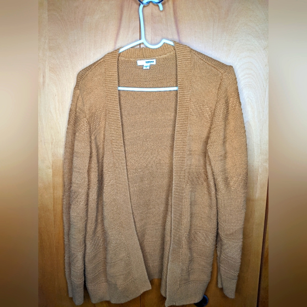 Women's Sonoma Goods For Life® Allover Stitch Cardigan Size Medium Yellow/Ginger - Picture 1 of 3